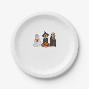 Assiettes En Carton Golden Retriever Ghost Halloween Tricoter Ou Treat