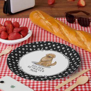 Assiettes En Carton Golden Retriever Maman - Mignonne Chien Maman Drôl