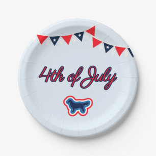 Assiettes En Carton Golden Retriever Rouge Blanc Et Bleu 4 Juillet