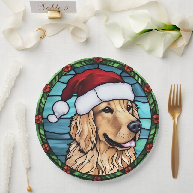 Assiettes En Carton Golden Retriever Stainverre Noël (Mariage)