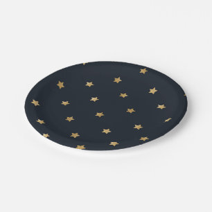 Assiettes En Carton Golden Stars on Midnight Black