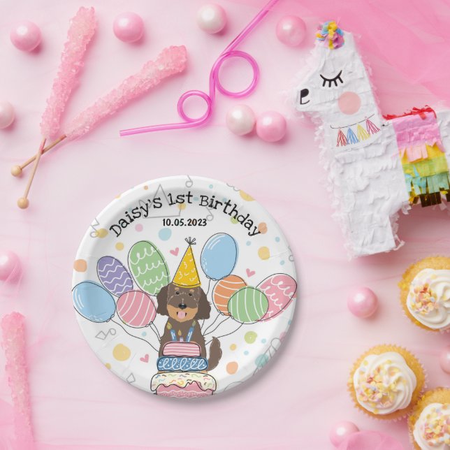 Assiettes En Carton Goldendoodle Chien Plaques papier de fête d'annive (Fête)