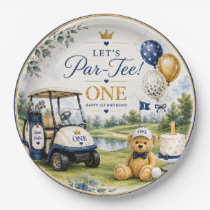 Assiettes En Carton Golf 1er Anniversaire avec voiturette de golf