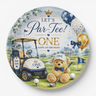 Assiettes En Carton Golf 1er Anniversaire avec voiturette de golf