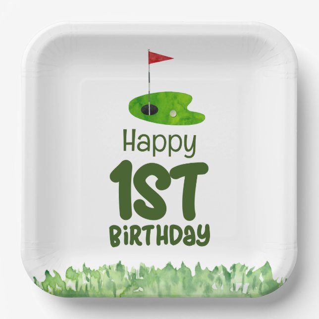 Assiettes En Carton Golf 1er anniversaire golfeur d'un an (Recto)