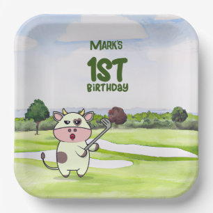 Assiettes En Carton Golf 1er anniversaire golfeur d'un an avec numéro