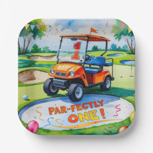 Assiettes En Carton Golf 1er anniversaire pour le baby boy golfeur