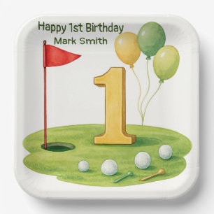 Assiettes En Carton Golf 1er Anniversaire sur le thème du Green de Put