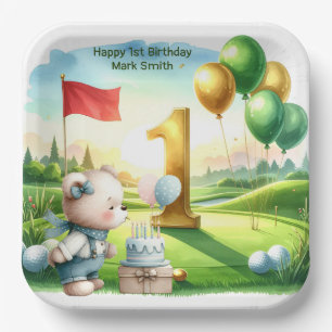 Assiettes En Carton Golf 1er Anniversaire sur le thème du Green de Put