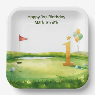 Assiettes En Carton Golf 1er Anniversaire sur le thème du Putting Gree