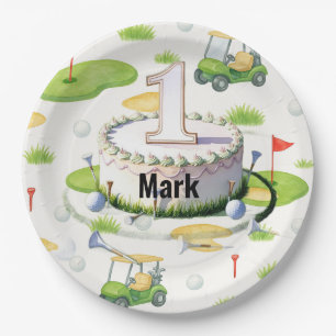Assiettes En Carton Golf 1er anniversaire un an golfeur numéro un