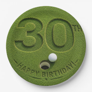 Assiettes En Carton Golf 30e anniversaire avec voiturette de golf sur 