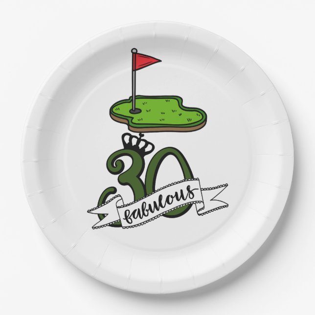 Assiettes En Carton Golf 30e anniversaire Par tee trente (Devant)