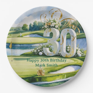 Assiettes En Carton Golf 30e anniversaire sur un parcours de golf