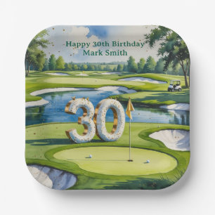 Assiettes En Carton Golf 30e anniversaire sur un parcours de golf