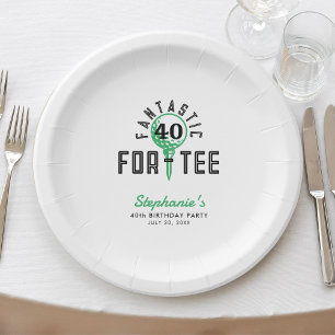 Assiettes En Carton Golf 40e anniversaire Fantastique pour le tee blan