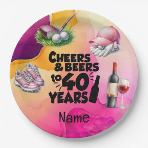 Assiettes En Carton Golf 40e anniversaire pour femme golfeuse