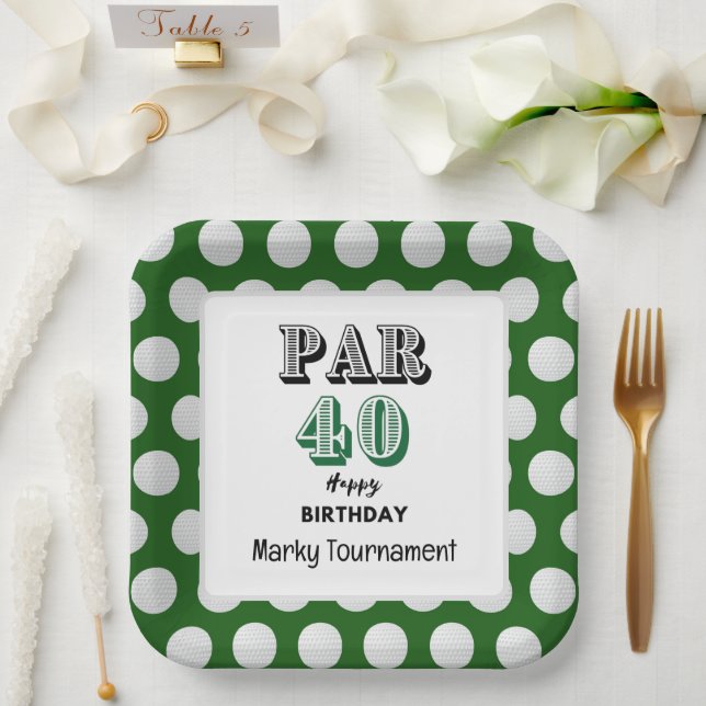 Assiettes En Carton Golf 40e anniversaire pour Golfer (Mariage)