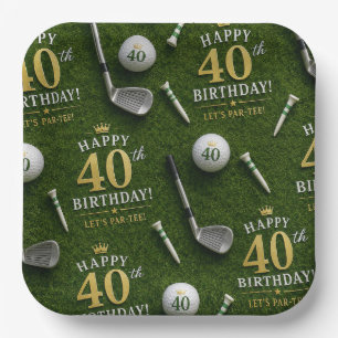 Assiettes En Carton Golf 40e anniversaire sur le vert