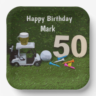 Assiettes En Carton Golf 50e anniversaire au golfeur