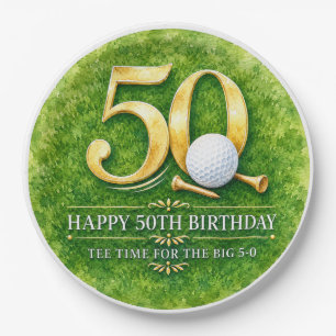 Assiettes En Carton Golf 50e Anniversaire Golfeur Or 50 Aquarelle