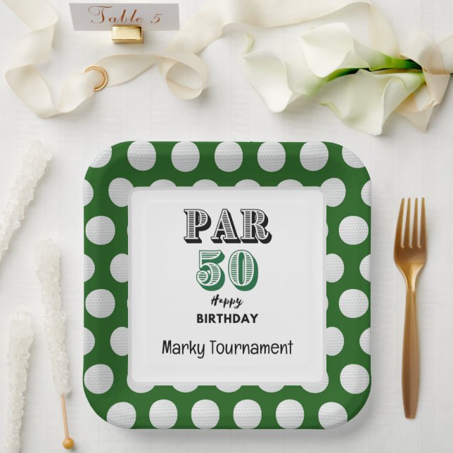 Assiettes En Carton Golf 50e anniversaire pour Golfer (Mariage)