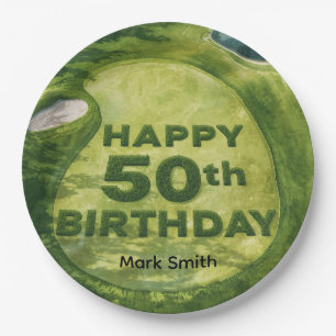 Assiettes En Carton Golf 50e anniversaire sur un parcours de golf