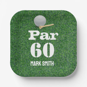 Assiettes En Carton Golf 60e anniversaire avec Ball on Green pour golf