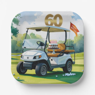 Assiettes En Carton Golf 60e anniversaire avec Golf Panier sur mettre 