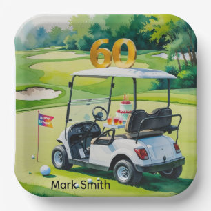 Assiettes En Carton Golf 60e anniversaire avec Golf Panier sur mettre 
