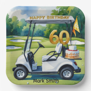 Assiettes En Carton Golf 60e anniversaire avec Golf Panier sur mettre 