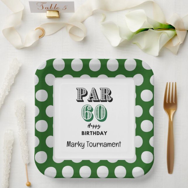 Assiettes En Carton Golf 60e anniversaire pour Golfer (Mariage)