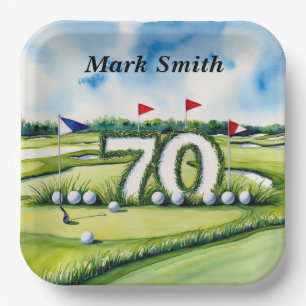 Assiettes En Carton Golf 70e anniversaire pour golfeur