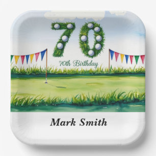 Assiettes En Carton Golf 70e anniversaire pour golfeur