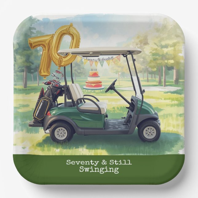 Assiettes En Carton Golf 70th birthday Par Tee Golfer party (Recto)