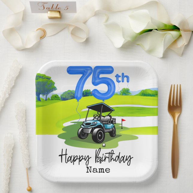 Assiettes En Carton Golf 75e anniversaire à Golfer (Mariage)