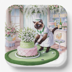 Assiettes En Carton Golf Anniversaire pour Amoureux des chats Golfer