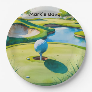 Assiettes En Carton Golf aquarelle