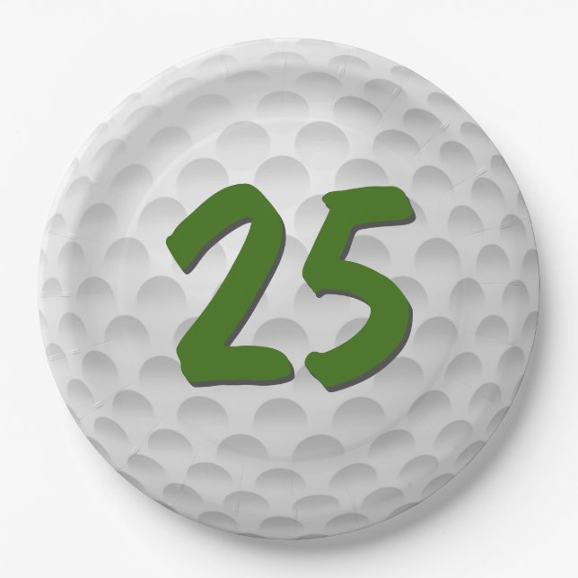 Assiettes En Carton Golf Ball 25e Anniversaire Plaque Papier (Devant)