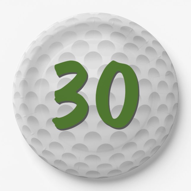 Assiettes En Carton Golf Ball 30e Anniversaire Plaque en papier (Devant)