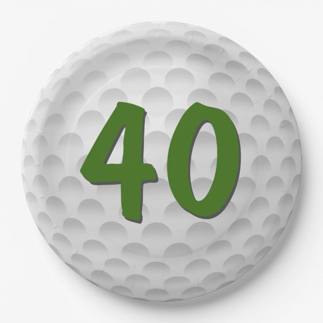 Assiettes En Carton Golf Ball 40e Anniversaire Plaque en papier (Devant)