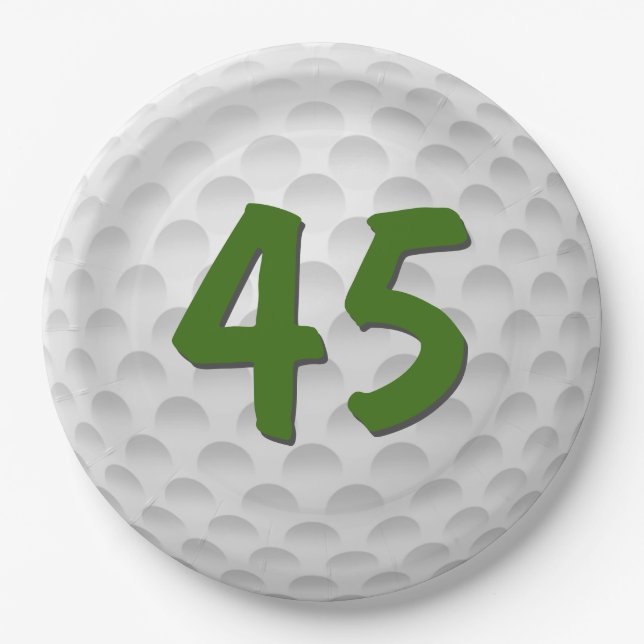 Assiettes En Carton Golf Ball 45e Anniversaire Plaque en papier (Devant)