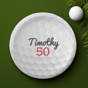 Assiettes En Carton Golf Ball Anniversaire - 50e ou autre année