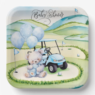 Assiettes En Carton Golf Bébé Garçon Bleu thème