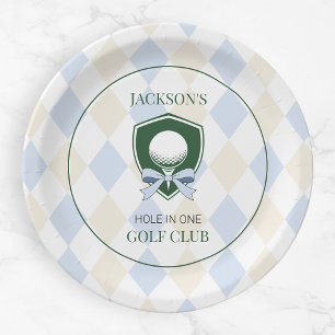 Assiettes En Carton Golf Bleu  As de golf  Sports pour garçons  1er an