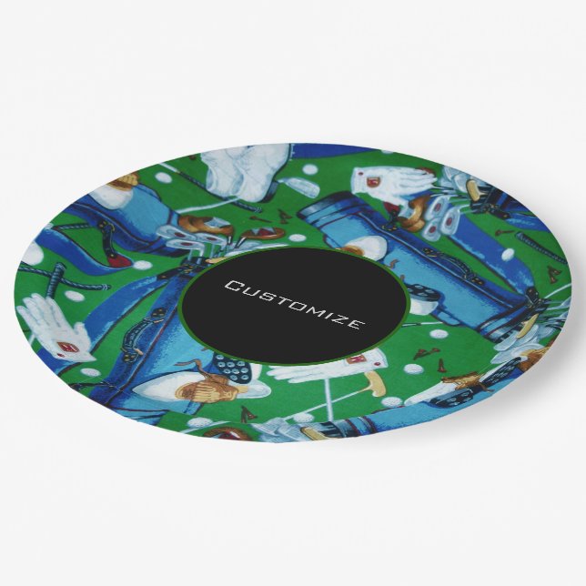 Assiettes En Carton Golf bleu et vert (Angle)
