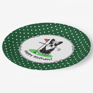 Assiettes En Carton Golf Boston Terrier (noir) mignon chien