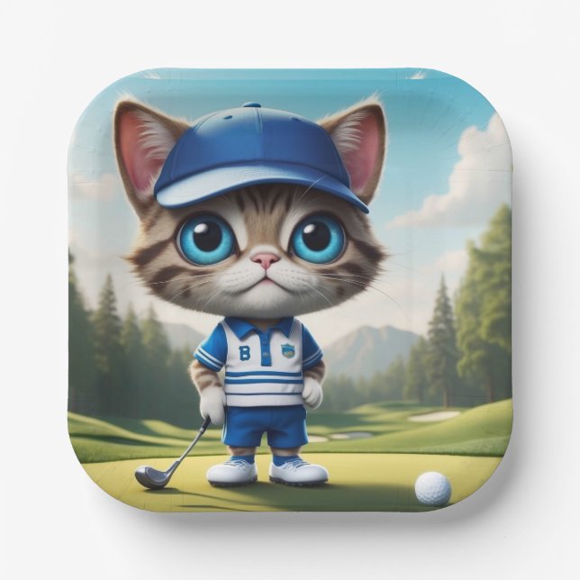 Assiettes En Carton Golf Cat (Recto)