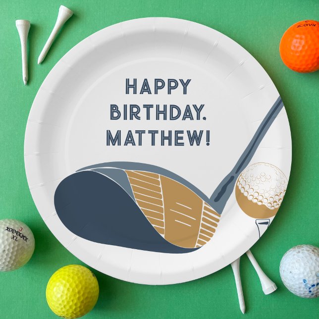 Assiettes En Carton Golf Club and Ball Personalized Golfers Birthday (Créateur téléchargé)