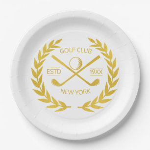 Assiettes En Carton Golf Club Gold personnalisé Élégant minimaliste mo